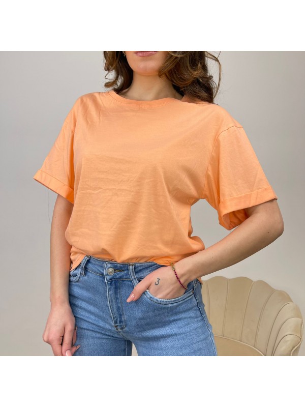 SHIRT BASIC CON RISVOLTO ARANCIO