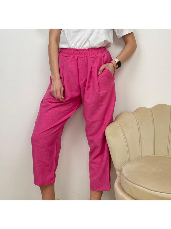 PANTALONE MIDI ALLA TURCA FUCSIA