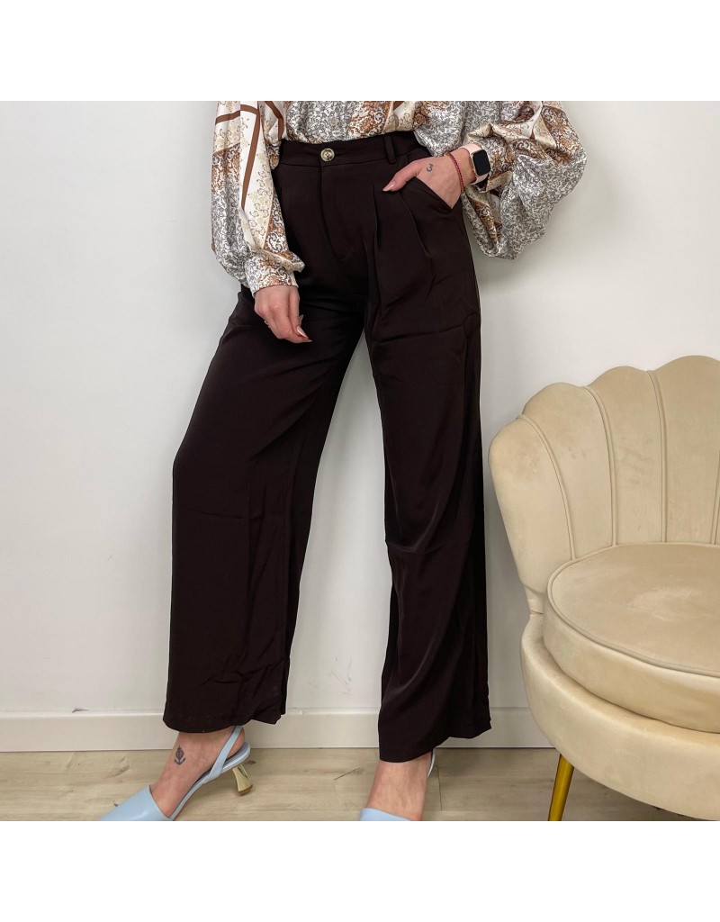 PANTALONE PALAZZO MARRONE