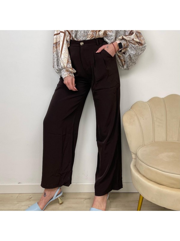 PANTALONE PALAZZO MARRONE