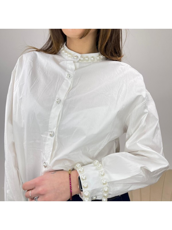 CAMICIA PERLE GRANDI BIANCA