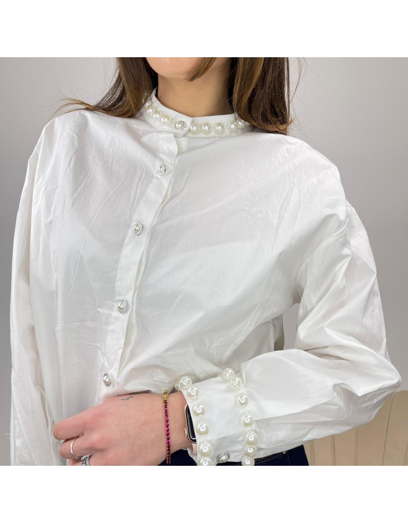 CAMICIA PERLE GRANDI BIANCA