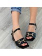 SANDALI CON FIBBIA NERA