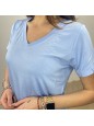 T-SHIRT SCOLLO A "V" AZZURRA