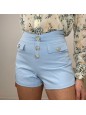 SHORT CON BOTTONI AZZURRO