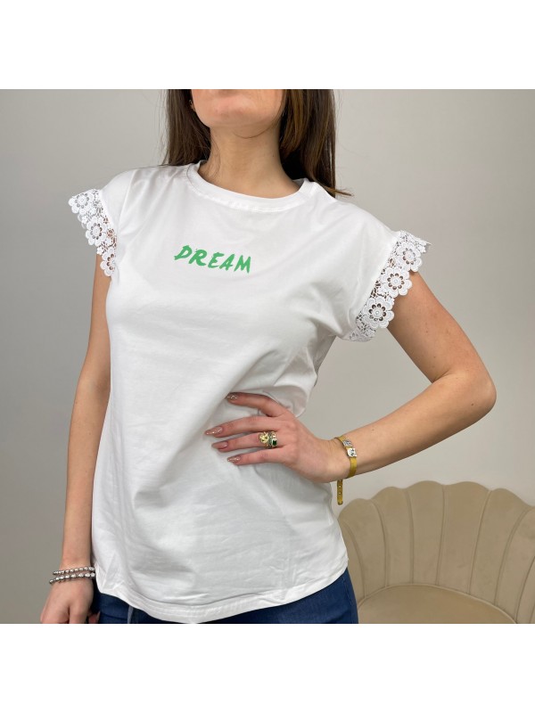 T-SHIRT MACRAMè DREAM BIANCO/VERDE