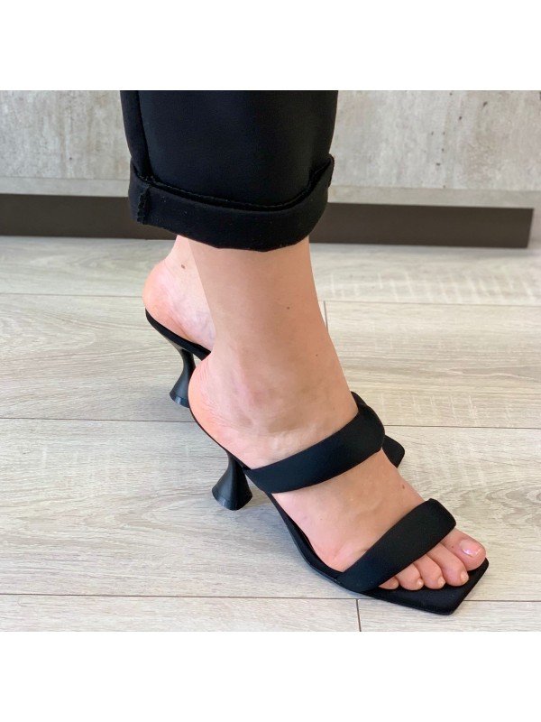 SANDALO FASCE IN TESSUTO NERO