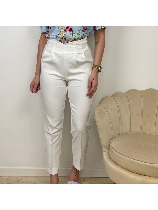 PANTALONE VITA ALTA ZARA MODEL BIANCO