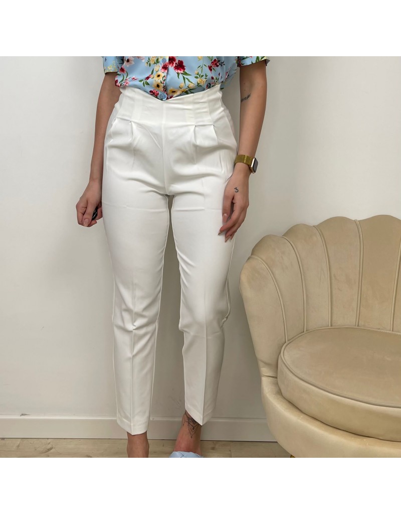 PANTALONE VITA ALTA ZARA MODEL BIANCO