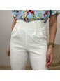 PANTALONE VITA ALTA ZARA MODEL BIANCO