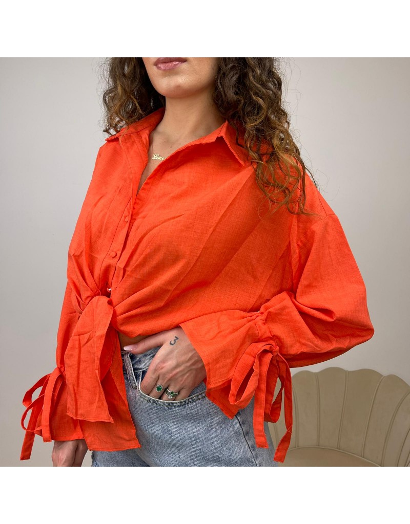 CAMICIA CROP LACCETTI ARANCIO