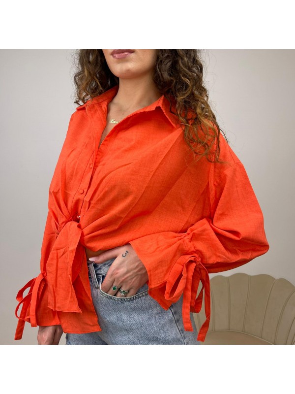 CAMICIA CROP LACCETTI ARANCIO