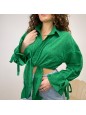 CAMICIA CROP LACCETTI VERDE