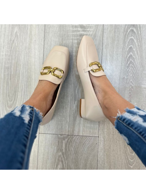 MOCASSINI CON TACCO BEIGE