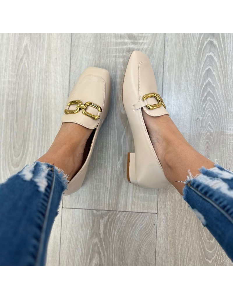 MOCASSINI CON TACCO BEIGE