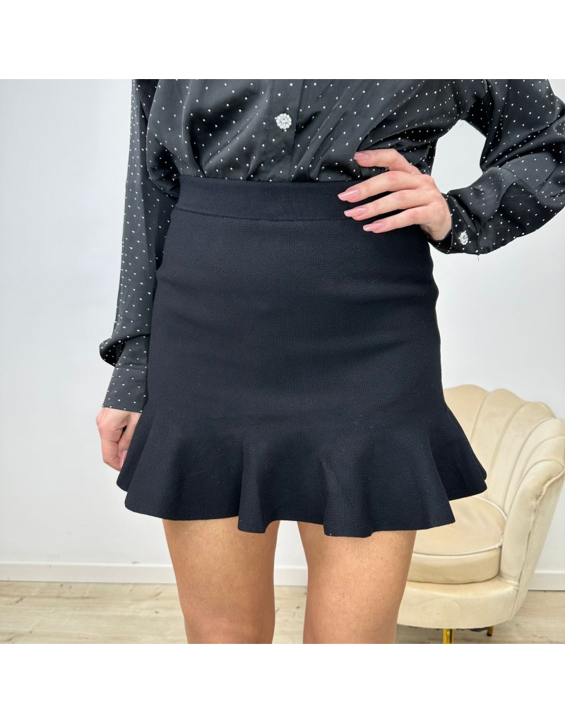 MINI GONNA CON VOLANT NERO