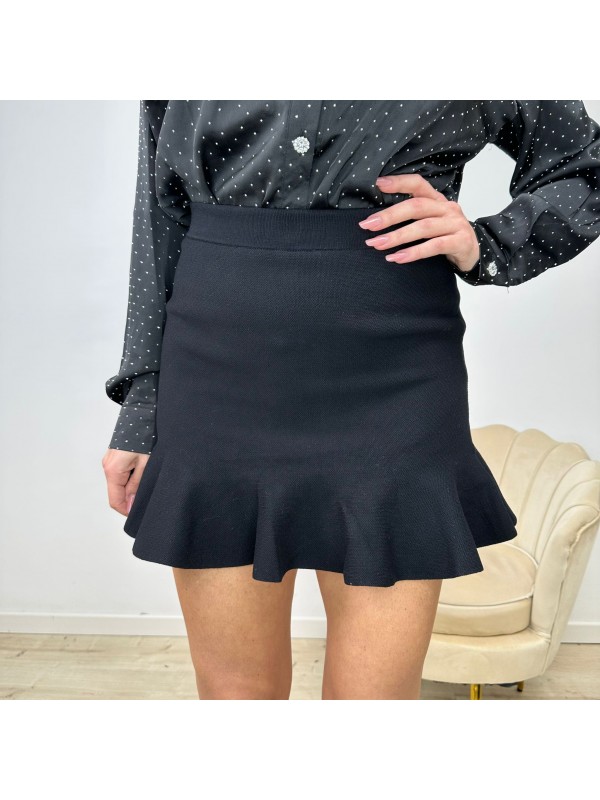 MINI GONNA CON VOLANT NERO