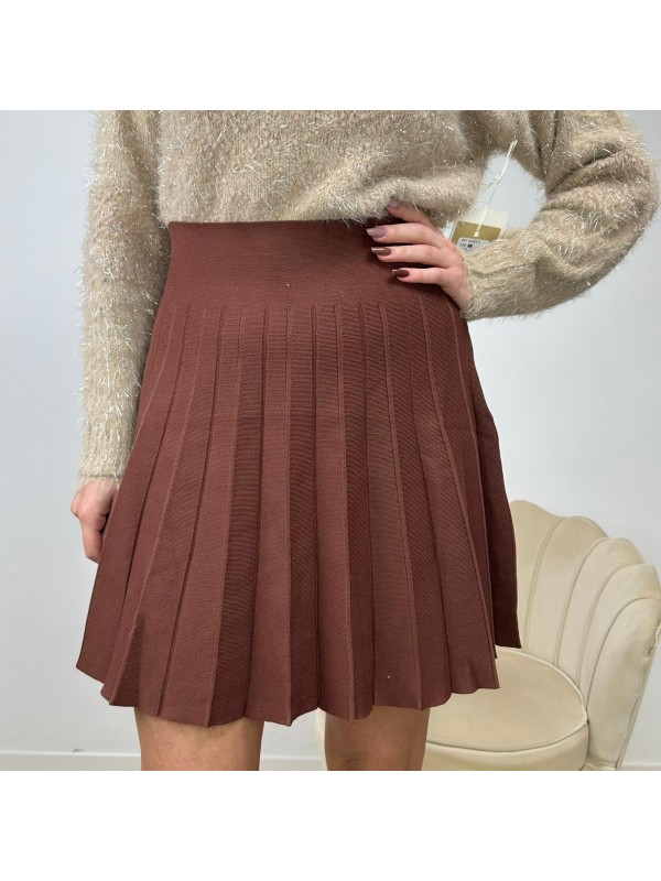 MINIGONNA PLISSE' MARRONE