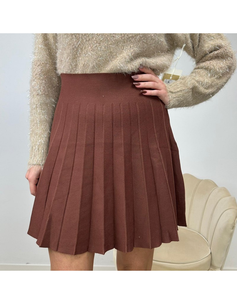 MINIGONNA PLISSE' MARRONE