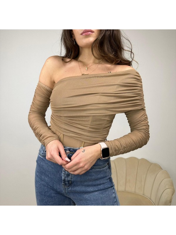 MAGLIA ASIMMETRICA BEIGE