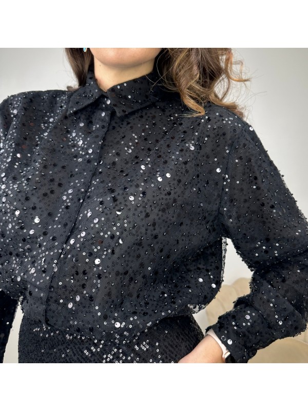 CAMICIA SCINTILLANTE NERO