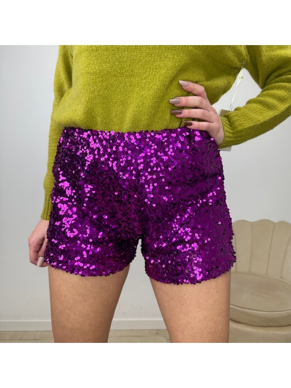 SHORT CON PAILLETTES VIOLA