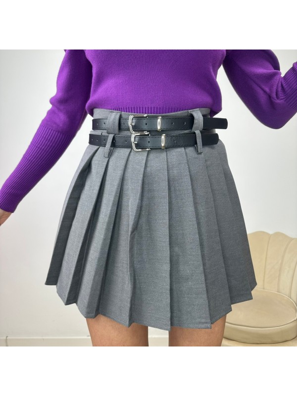 MINIGONNA DOPPIA CINTURA GRIGIO