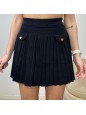 MINIGONNA PLISSE' CON PATTE E BOTTONI NERA