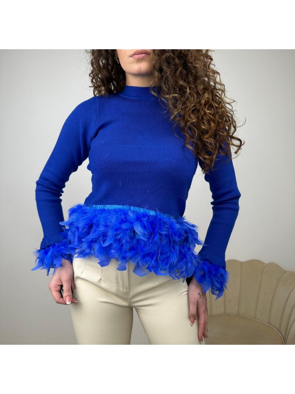 PULLOVER CON PIUME BLU