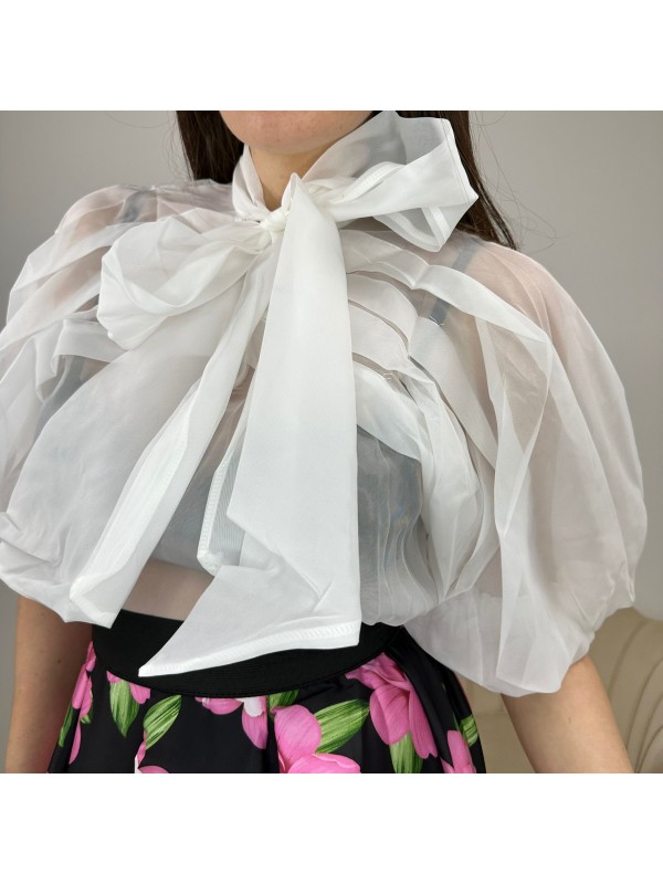 BLUSA CON FIOCCO BIANCO
