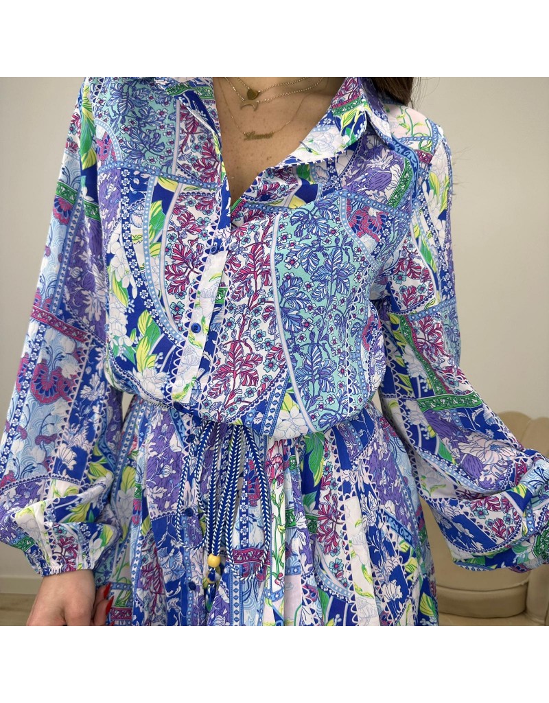 DRESS CHEMISIER FLEUR BLU