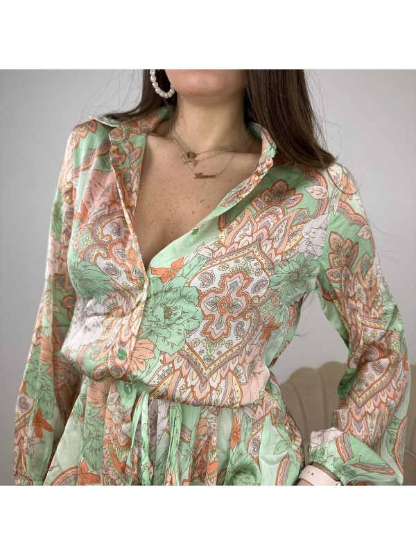 DRESS PAISLEY PRINT VERDE