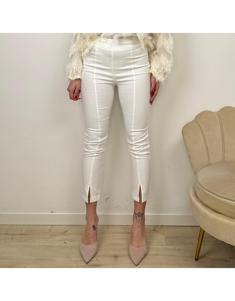 PANTALONE CON SPACCHETTI BIANCO