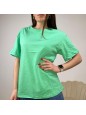 T-SHIRT BASIC CON RISVOLTO VERDE