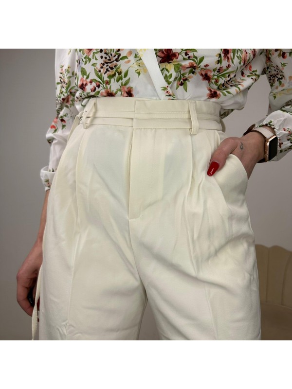 PANTALONI WIDE LEG BEIGE