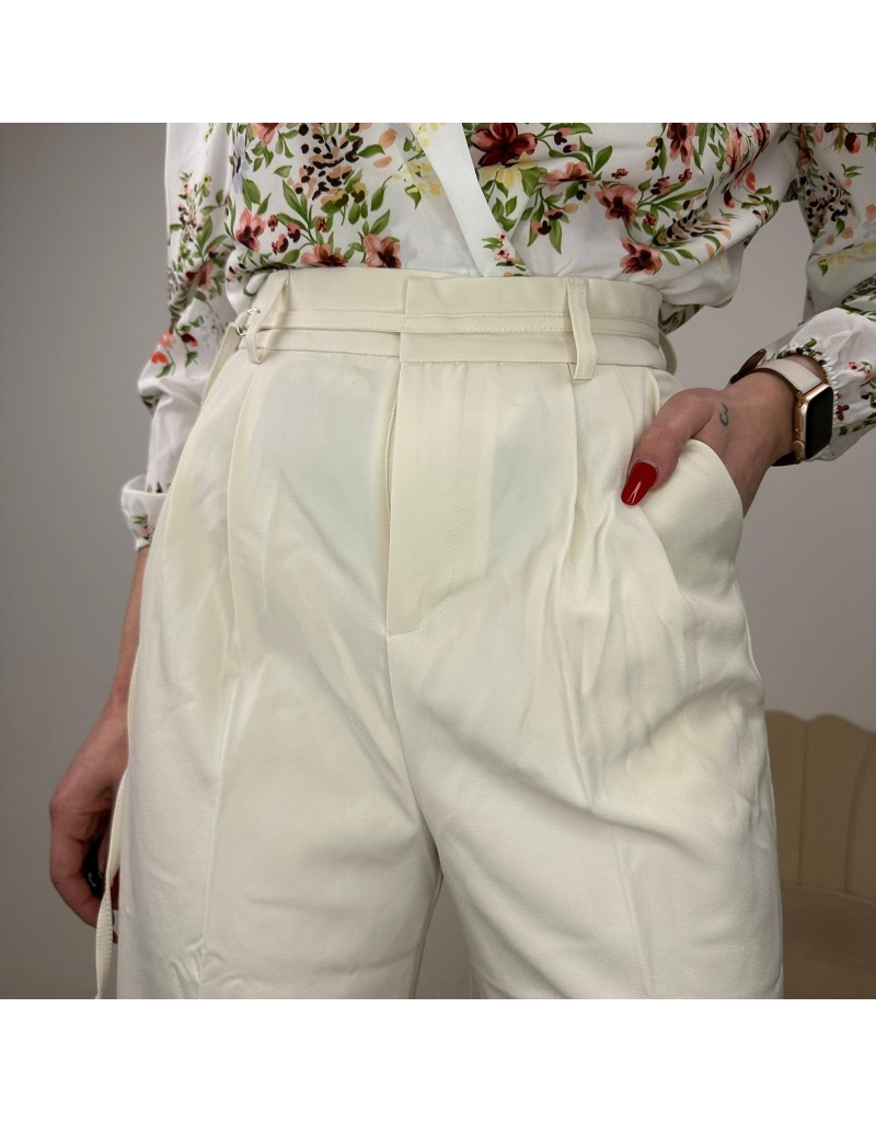 PANTALONI WIDE LEG BEIGE