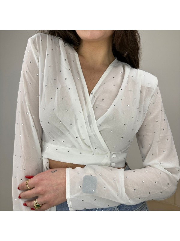 BLUSA CROP DIAMOND BIANCO