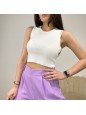 CROP TOP A COSTINE BIANCO