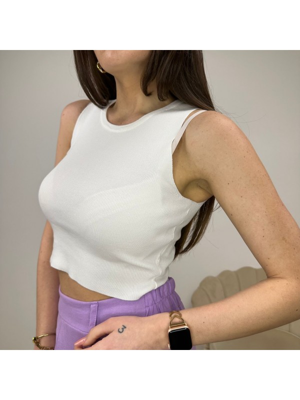CROP TOP A COSTINE BIANCO