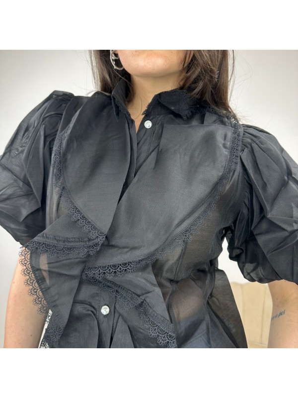 CAMICIA MAXI VOLANT NERA