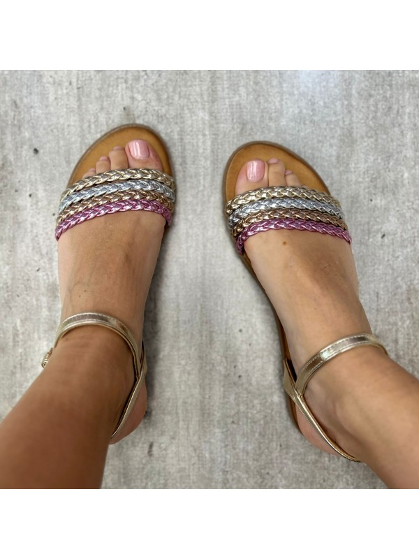 SANDALO FLAT COLORFULL ORO