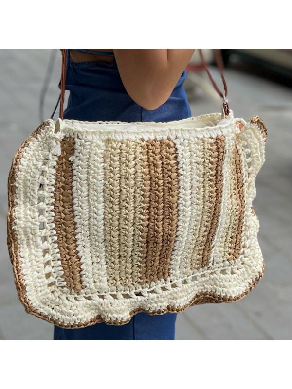 BORSA BICOLORE BEIGE