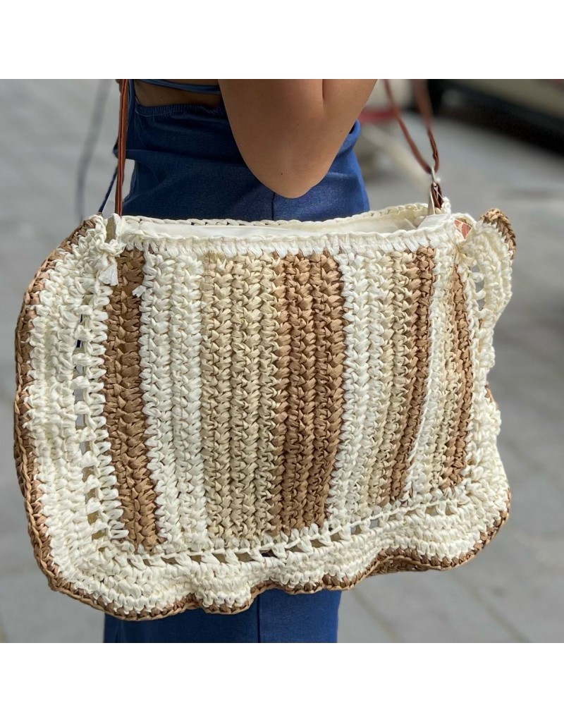 BORSA BICOLORE BEIGE