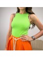 TOP HALTER COSTINE VERDE FLUO