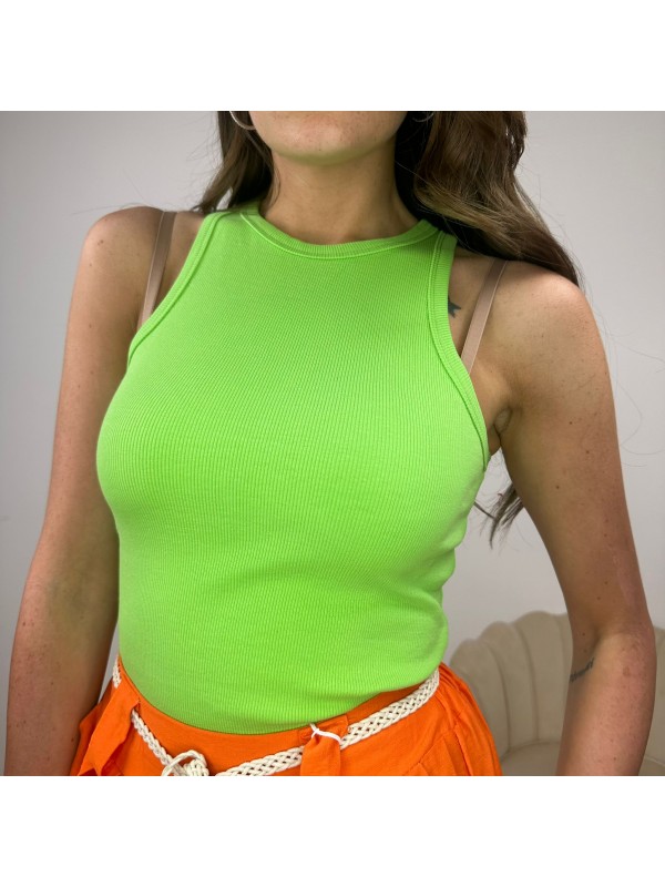 TOP HALTER COSTINE VERDE FLUO