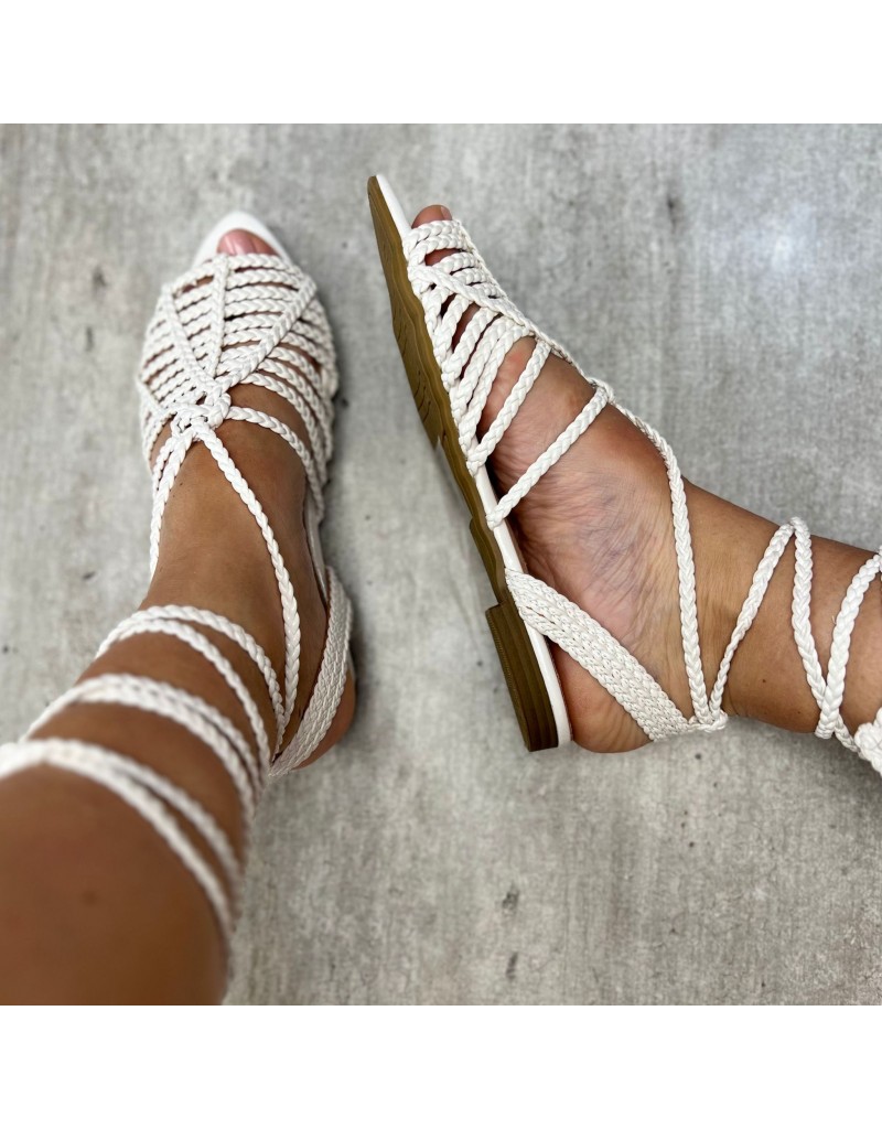 SANDALO FLAT INTRECCIATO BIANCO