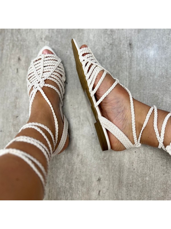 SANDALO FLAT INTRECCIATO BIANCO