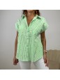 CAMICIA RIGHE E STRASS VERDE