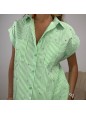 CAMICIA RIGHE E STRASS VERDE