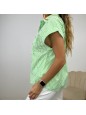 CAMICIA RIGHE E STRASS VERDE